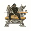 sitting on a bar counter  tattoo design idea