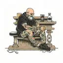sitting on a bar counter  tattoo design idea
