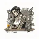 sitting on a bar counter  tattoo design idea
