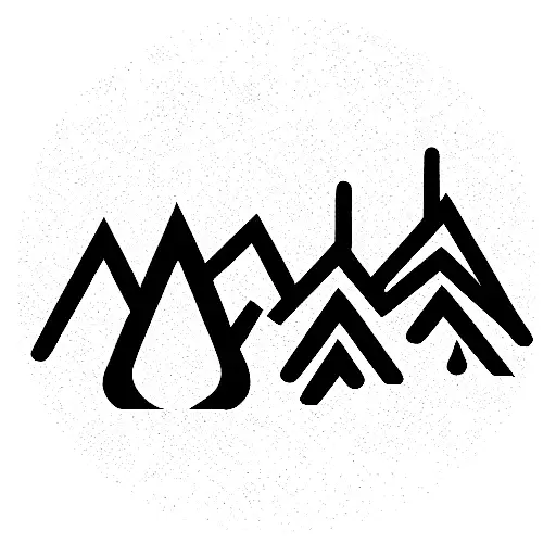 mountains and trees in vertical rectangle tattoo design idea