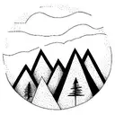 mountains and trees in vertical rectangle tattoo design idea