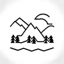 mountains and trees in vertical rectangle tattoo design idea