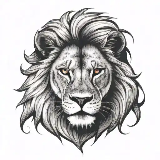 lion face with a shadowing mane facing forward  tattoo design idea
