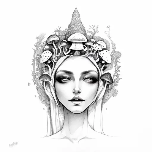 mushroom goddess  tattoo design idea