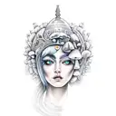 mushroom goddess  tattoo design idea