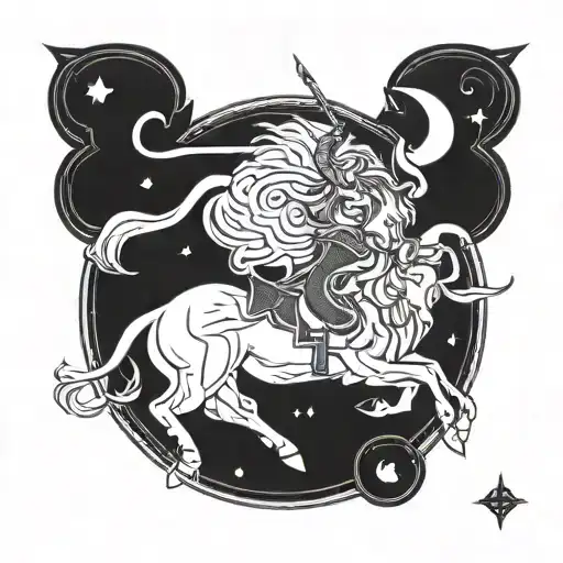 Sagitarius, Leo and Taurus zodiac symbol tattoo design idea