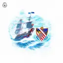 neptune and atletico de madrid  tattoo design idea