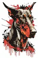hell doberman dog tattoo design idea
