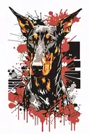 hell doberman dog tattoo design idea
