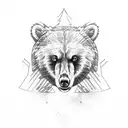 Forest, bicycle, bears, eagles, mountains, tattoo design idea
