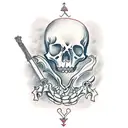 British Red Coat skeleton with a cutlass down its throat tattoo design idea