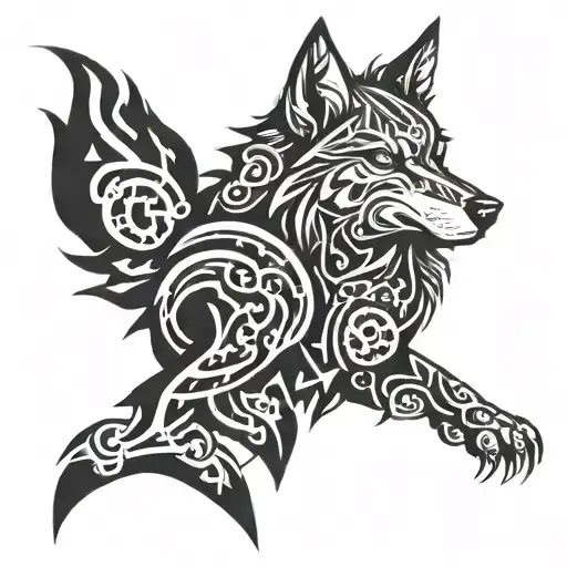 mechanic wolf character tattoo design idea