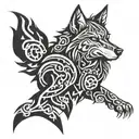 mechanic wolf character tattoo design idea