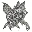 mechanic wolf character tattoo design idea