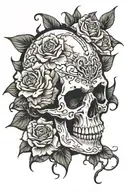who jah bless no man curse skull and flowers  tattoo design idea