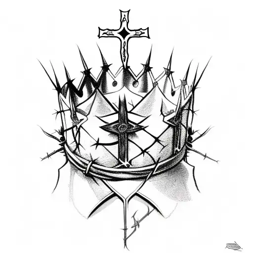 Jesus and the crown of thorns with script "prince" underneath tattoo design idea
