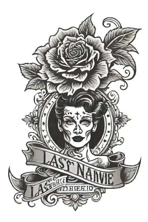 last name incorporated tattoo design idea