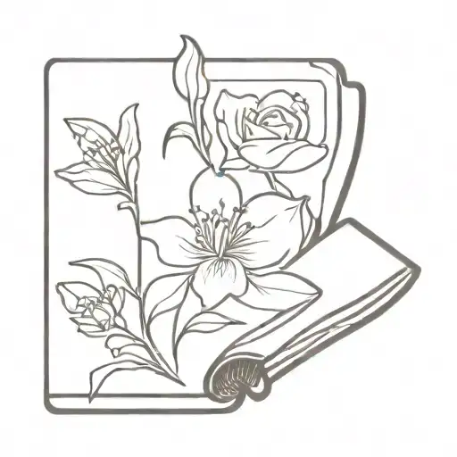 A tiny book with flowers tattoo design idea