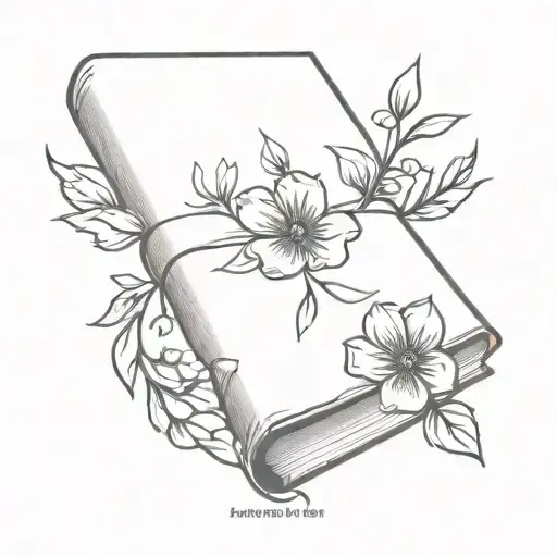A tiny book with flowers blooming tattoo design idea