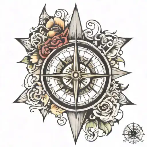 trip and Compass rose tattoo tattoo design idea