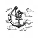 Anchor, lighthouse, sea storm, ship, books, THOR hammer, sold time tattoo design idea