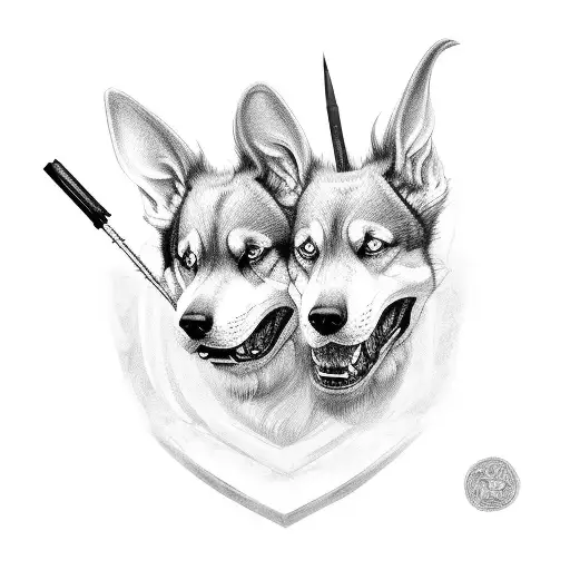 gangsta cerberus  3 head dangerous tattoo design idea