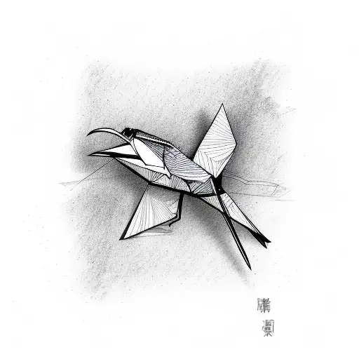 origami cranebird tattoo design idea