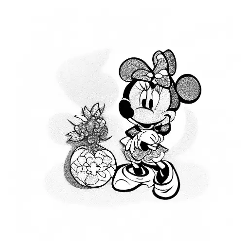 minnie mouse with word maisie tattoo design idea