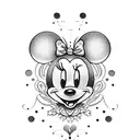 minnie mouse with word maisie tattoo design idea