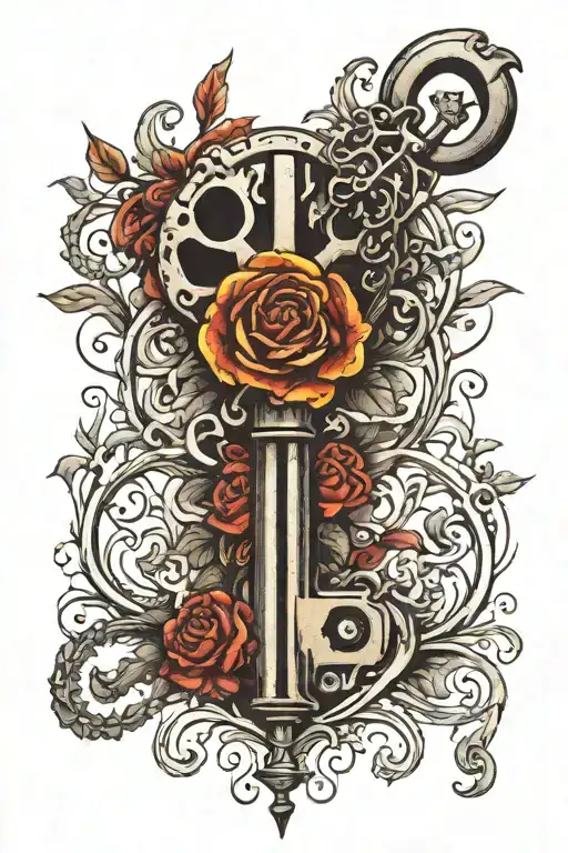 skeleton key tattoo design idea