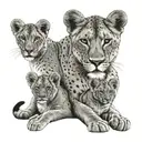 Lioness and 2 cub tattoo design idea