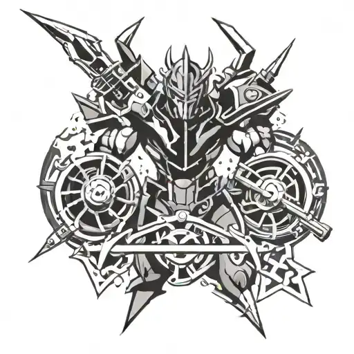 Design a tattoo inspired by Gurren Lagann with a gym twist, combining mecha elements with gym equipment tattoo design idea