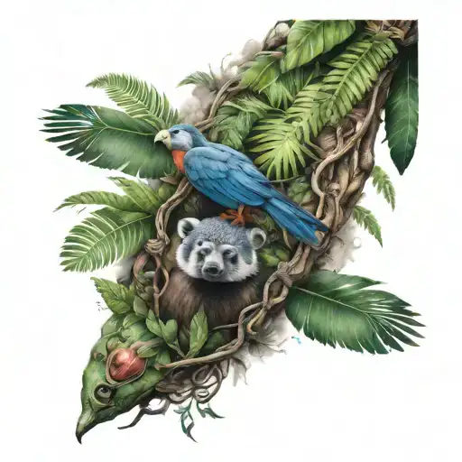 Amazon rainforest sleeve tattoo design idea