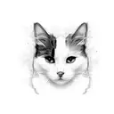 Black and white Cat tattoo design idea