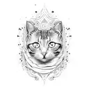 Black and white Cat tattoo design idea