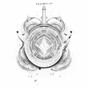 direction and aun tattoo design idea