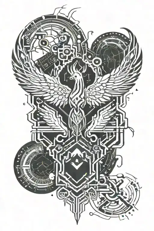 Smoke and phoenix tattoo design idea