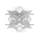 abstract root projections, symmetric wing shaped, with a katana in the centre tattoo design idea