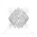 abstract root projections, symmetric wing shaped, with a katana in the centre tattoo design idea