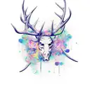 abstract antlers with samurai core influence tattoo design idea