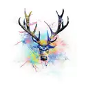 abstract antlers with samurai core influence tattoo design idea