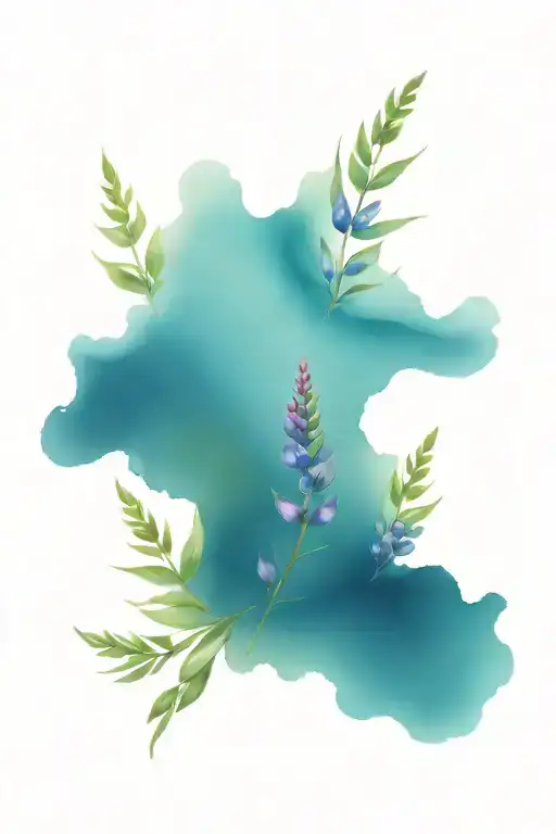 ocean wave, fireweed, lupine tattoo design idea