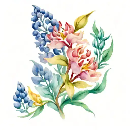ocean wave, fireweed, lupine tattoo design idea