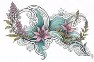 ocean wave, fireweed, lupine tattoo design idea