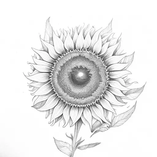 honey bee sunflower  tattoo design idea