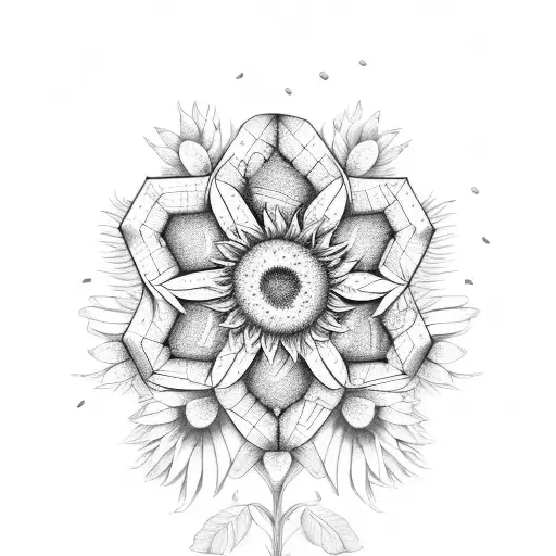 honey bee sunflower  tattoo design idea