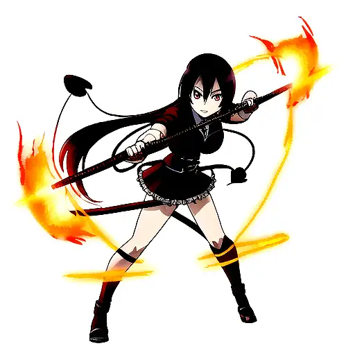 demonslayer katana with set your heart ablaze as a blade and fire tattoo design idea