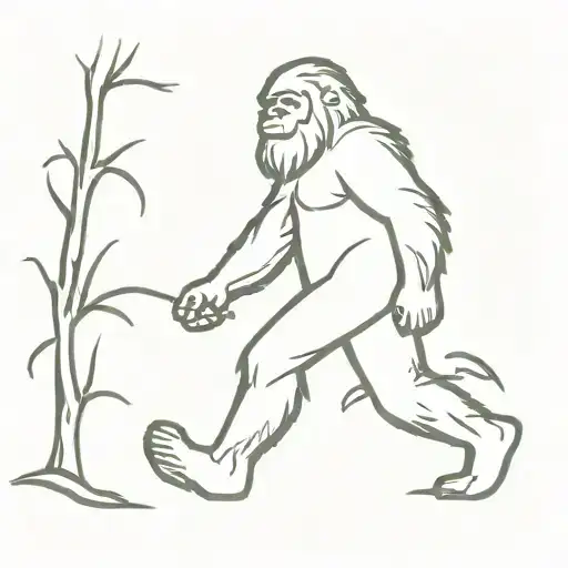 walking sasquatch with bomb  tattoo design idea