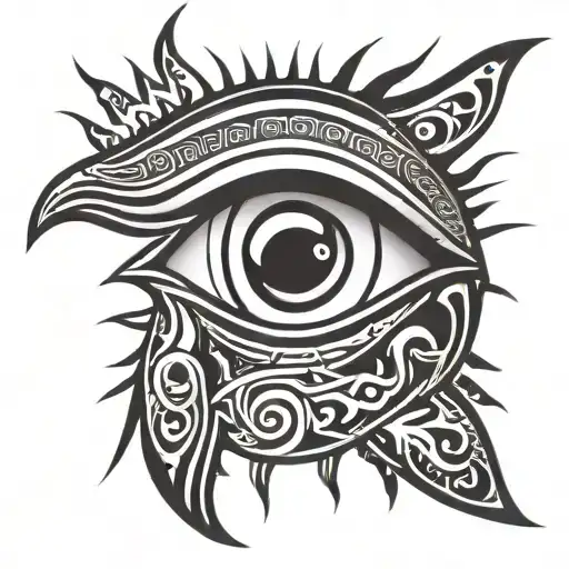 fusion of eye of ra and sun tattoo design idea