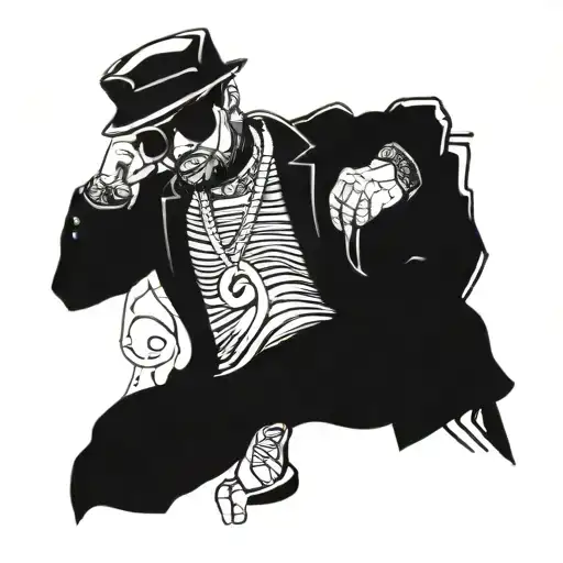 pimp swag attire surrounded tattoo design idea
